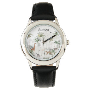 Personalized Kids Safari Jungle Animals Name Watch
