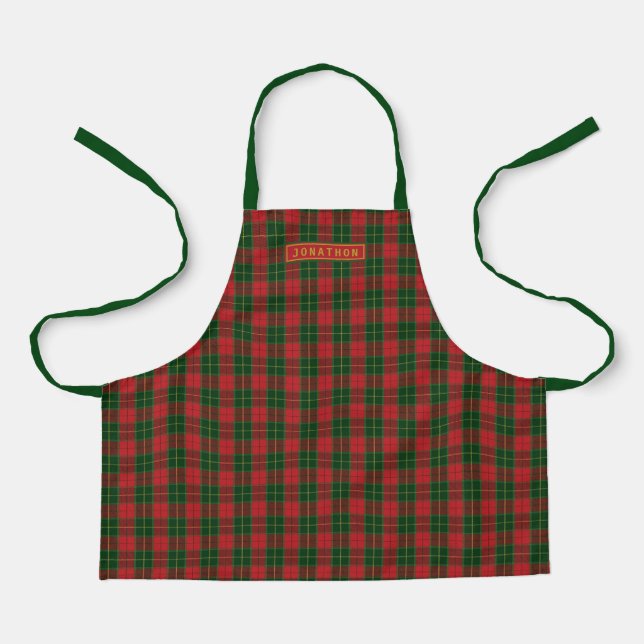 Personalized Kids Scottish Christmas Tartan Plaid Apron (Front)