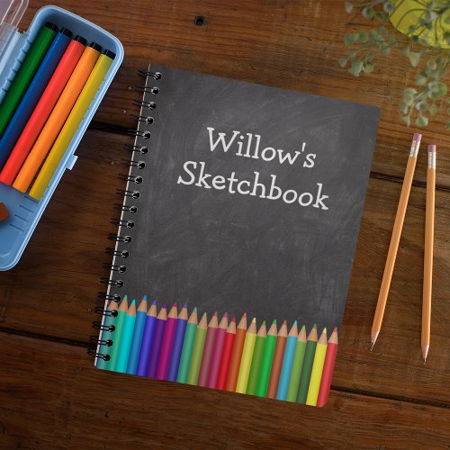 Personalized Kids Sketchbook Pencils Notebook