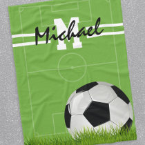 Personalized Kids Soccer Football Fleece Blanket