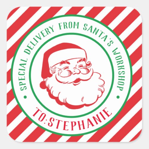 Personalized Kids Special Delivery Christmas  Square Sticker