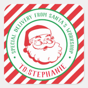 Personalized Kids Special Delivery Christmas Square Sticker