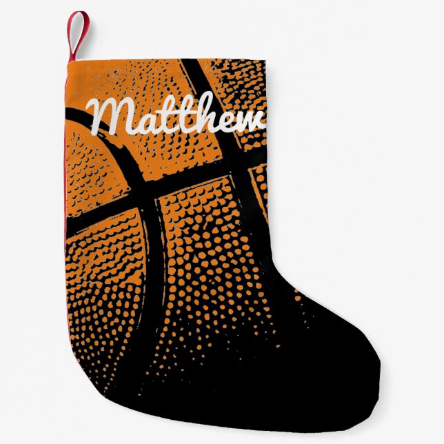 Personalized kids sports basketball Holiday design Small Christmas Stocking (Front)