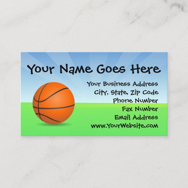 Personalized Kid's Sports Basketball Sunny Day Business Card (Front)