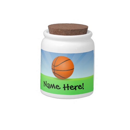 Personalized Kids Sports Basketball Sunny Day Candy Jar