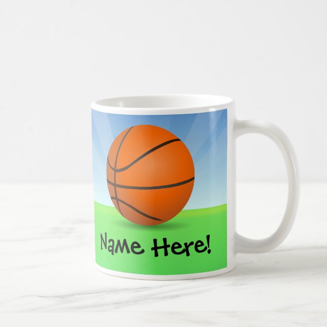 Personalized Kid's Sports Basketball Sunny Day Coffee Mug (Right)