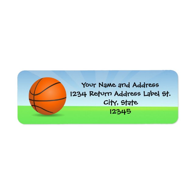 Personalized Kid's Sports Basketball Sunny Day Label (Front)