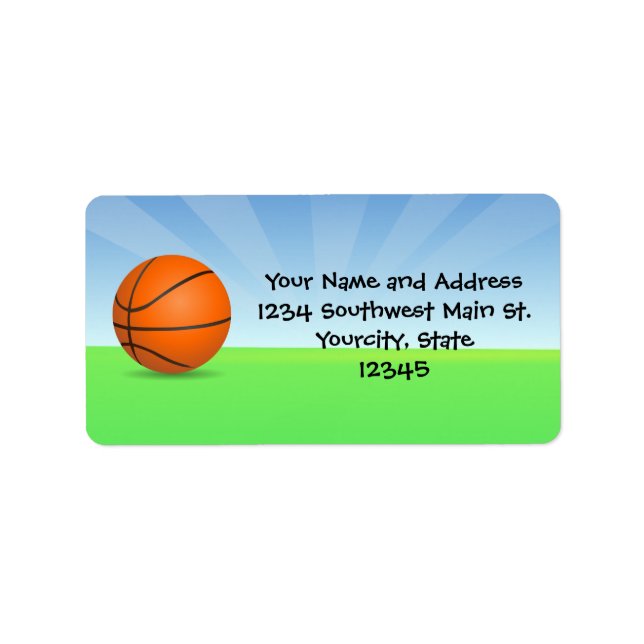 Personalized Kid's Sports Basketball Sunny Day Label (Front)