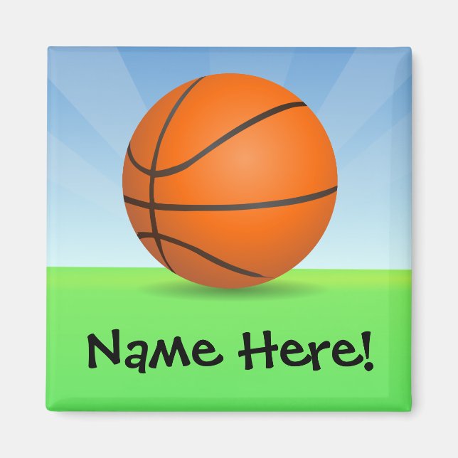 Personalized Kid's Sports Basketball Sunny Day Magnet (Front)