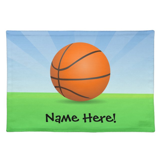 Personalized Kid's Sports Basketball Sunny Day Placemat (Front)
