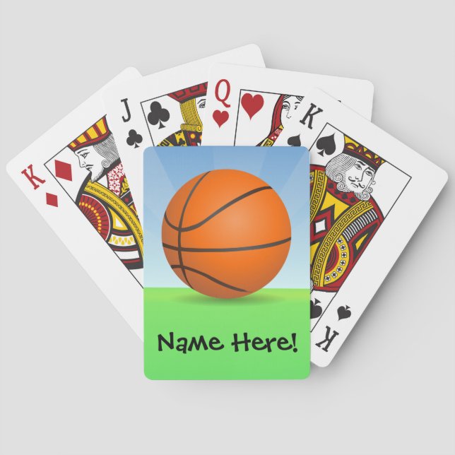 Personalized Kid's Sports Basketball Sunny Day Poker Cards (Back)