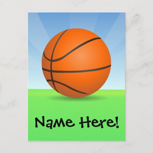 Personalized Kids Sports Basketball Sunny Day Postcard