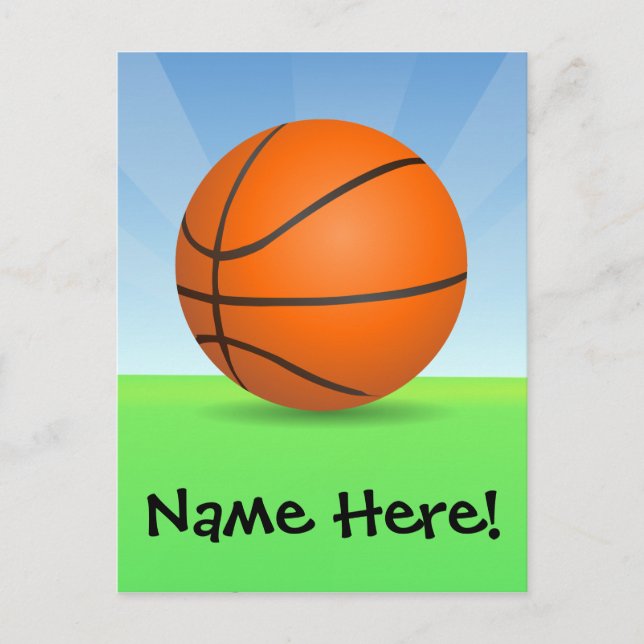 Personalized Kid's Sports Basketball Sunny Day Postcard (Front)