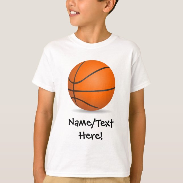 Personalized Kid's Sports Basketball Sunny Day T-Shirt (Front)