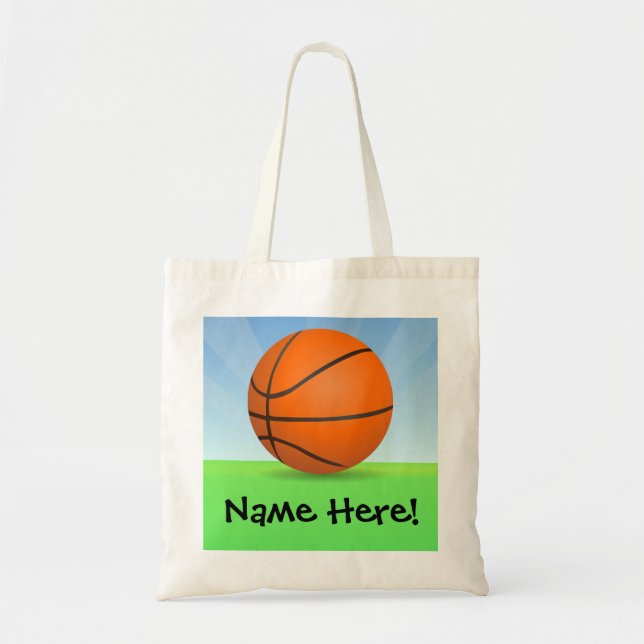 Personalized Kid's Sports Basketball Sunny Day Tote Bag (Front)