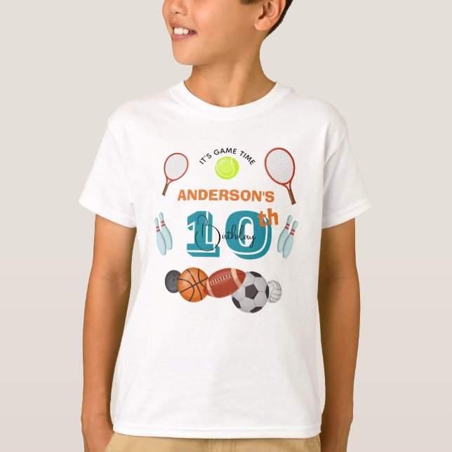 Personalized Kids Sports Birthday Custom Name  T-Shirt (Front)
