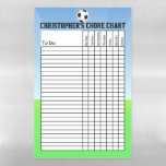 Personalized Kid's Sports Soccer Ball Chore Chart Magnetic Dry Erase Sheet