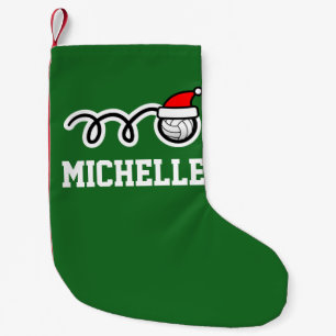Personalized kids sports volleyball santa hat small christmas stocking