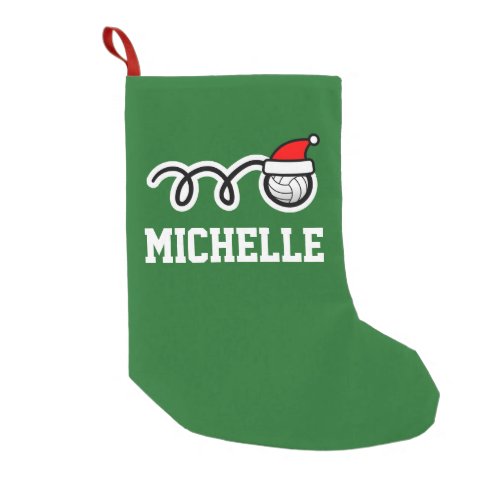 Personalized kids sports volleyball santa hat small christmas stocking