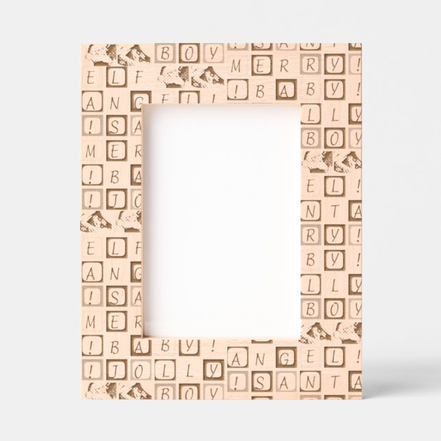 Personalized Kids Squares and 2 Photos Pattern Engraved Frames (Front)
