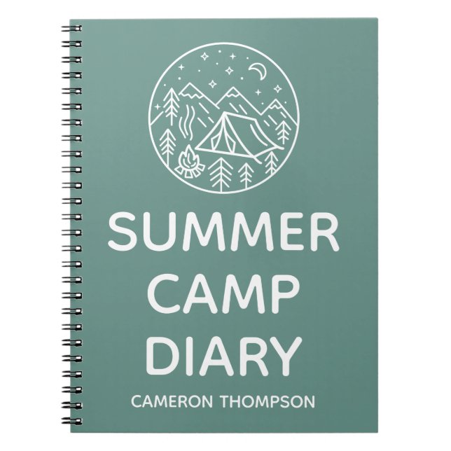 Personalized Kids Summer Camp Diary 80 Pages Lined Notebook (Front)