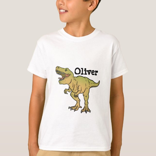 Personalized Kids T-REX Dinosaur Birthday T-Shirt (Front)