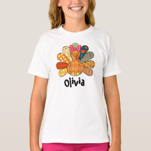 Personalized Kids Thanksgiving Custom Cute Turkey T-Shirt