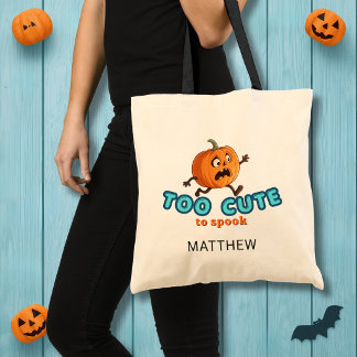 Personalized Kids “Too Cute to Spook” Halloween Tote Bag