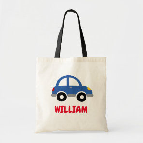 Personalized kid's tote bag with cute toy car logo