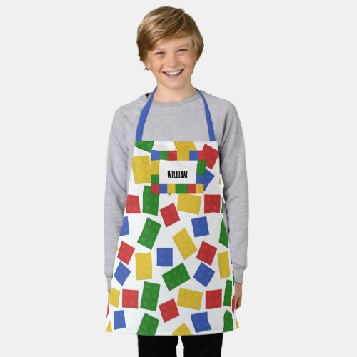 Personalized Kids Toy Builiding Bricks Patterned Apron