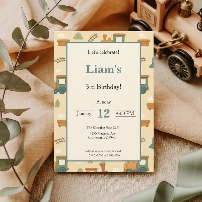Personalized Kids Train Birthday Party Invitation (Creator Uploaded)