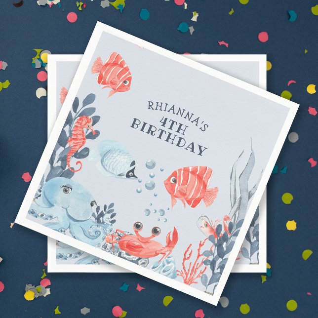 Personalized Kids Under The Sea Napkins (Creator Uploaded)