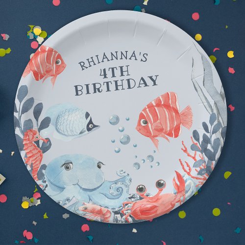 Personalized Kids Under The Sea Paper Plates