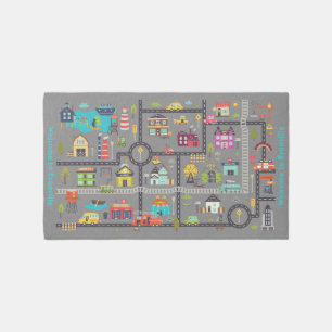 Personalized Kids Urban Explorer City Map Playroom Rug
