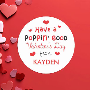 Personalized Kids Valentine Day Treat   Classic Round Sticker