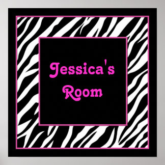 Personalized Kids Wall Decor - Zebra and Pink
