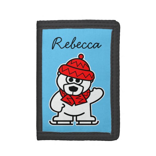 Personalized kids wallet with cute polar bear