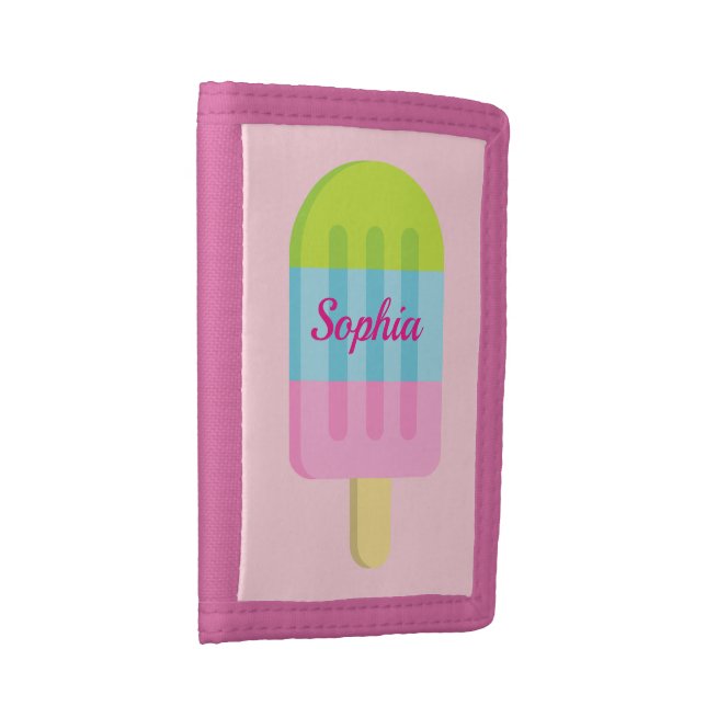 Personalized kid's wallet with ice cream popsicle (Side)