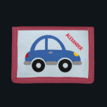Personalized kid's wallet with toy car<br><div class="desc">Personalized kid's wallet with toy car illustration. Cute Birthday or Christmas gift idea for little boys. Personalizable with name or monogram letter of your child. Make one for your son,  grandson,  nephew,  grandchild etc. Colorful illustration of blue vehicle. Birthday and Christmas gift ideas for children.</div>