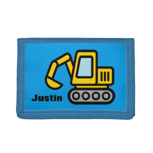 Personalized kids wallet with toy excavator