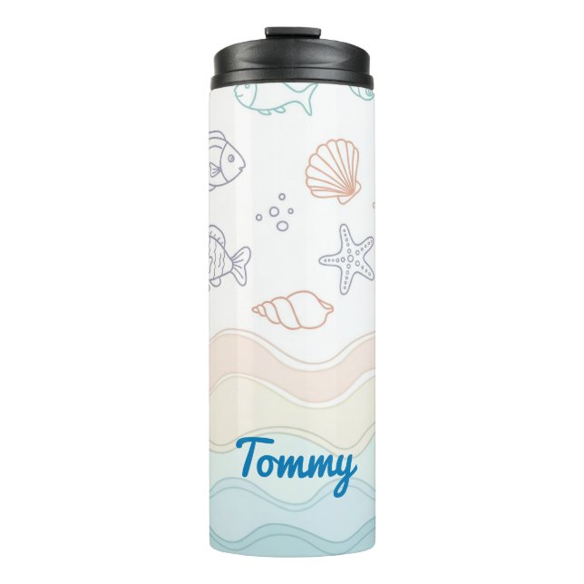 Personalized Kids Water Bottle – Ocean Theme (Front)