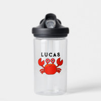 Personalized Kids Water Bottle W/Name - Cute Crab