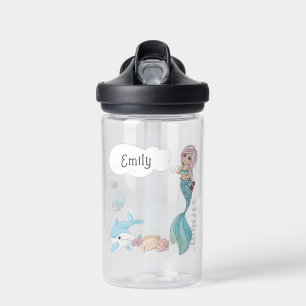 Personalized Kids Water Bottle W/Name - Mermaid