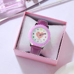 Personalized Kid's Watercolor Heart  Watch<br><div class="desc">A colorful watch for your children who are learning to tell time. Rainbow colors and pink watercolor heart make it very vibrant and fun. Easily update the name. You can also change the font style,  size,  color and placement if you would like to.</div>