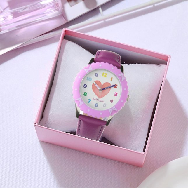 Personalized Kid's Watercolor Heart  Watch (Creator Uploaded)