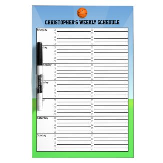 Personalized Kid's Weekly Schedule Calendar Chart