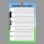 Personalized Kid's Weekly Schedule Calendar Chart Dry Erase Board
