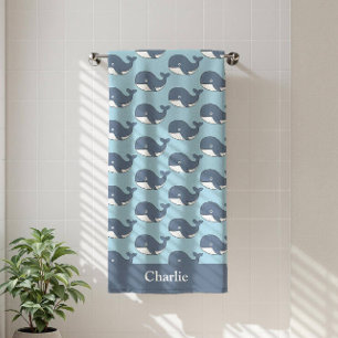Personalized Kids Whale Beach Towel