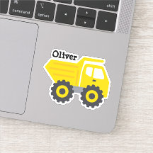Personalized Kids Yellow Dump Truck Stickers