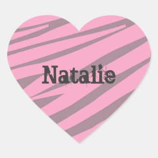 Personalized Kids Zebra Heart Stickers